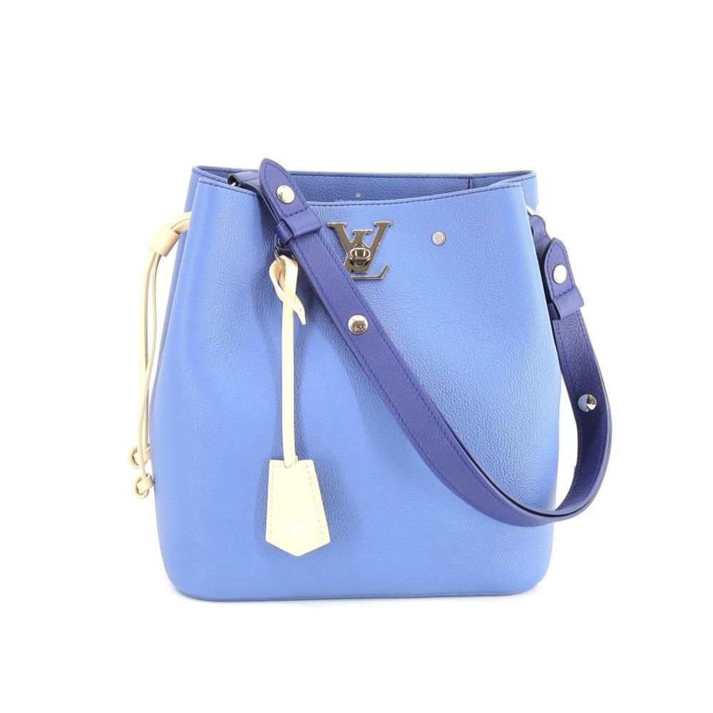 Louis Vuitton LockMe Bucket Shoulder Bag Taurillon Blue Jean